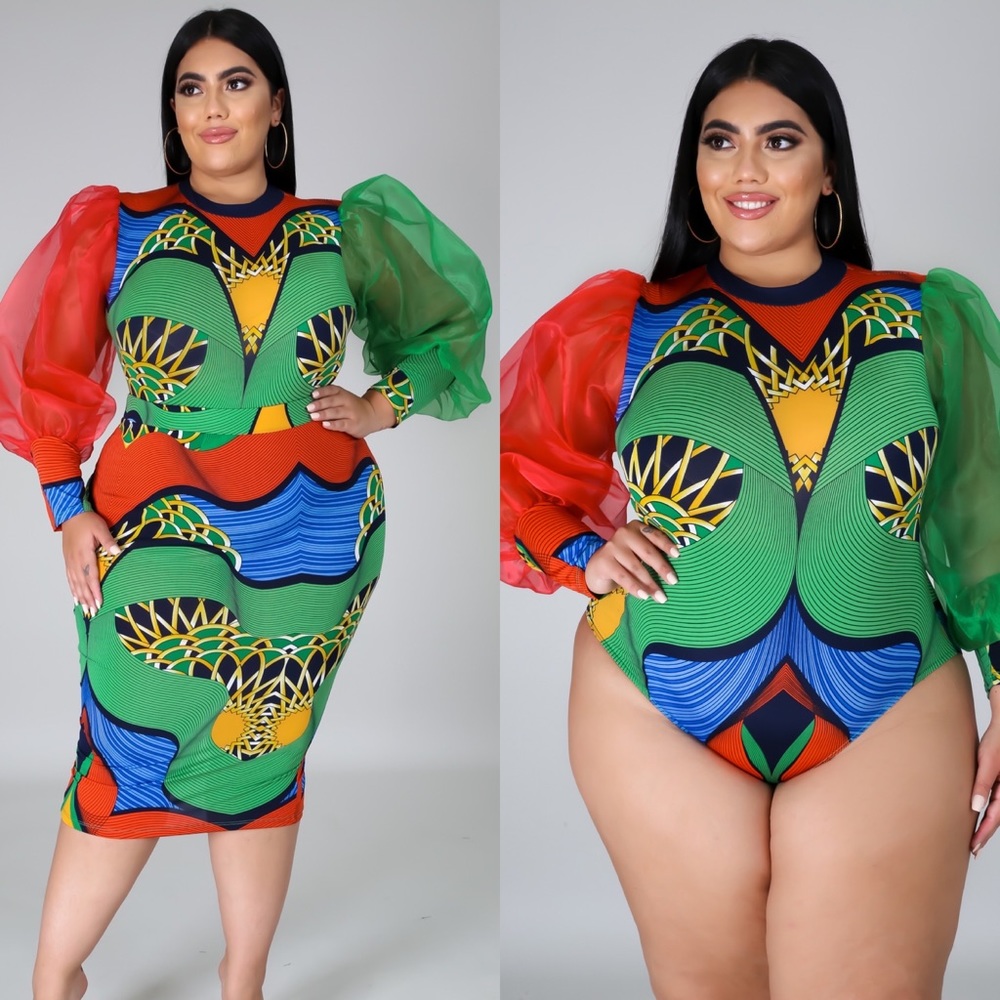 PLUS SIZE TRIBAL SKIRT SET
